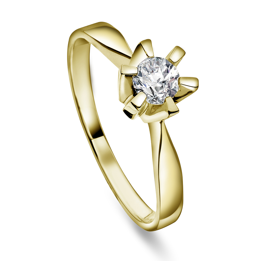 Pan Jewelry, Isabella enstens ring i 585 gult gull 0,30 ct