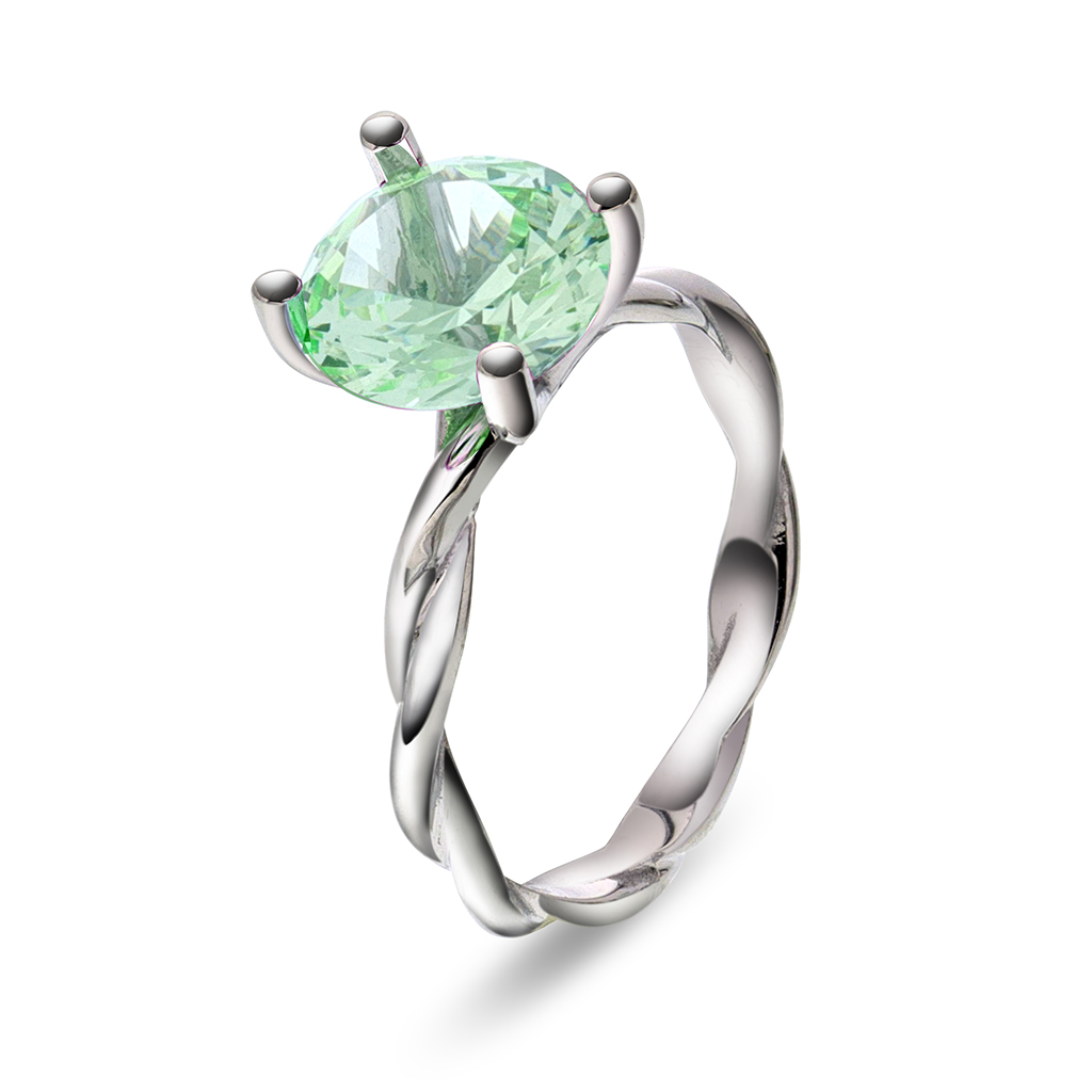 Pan Jewelry Drops, Ring i 585 hvitt gull med syntetisk Krysolitt