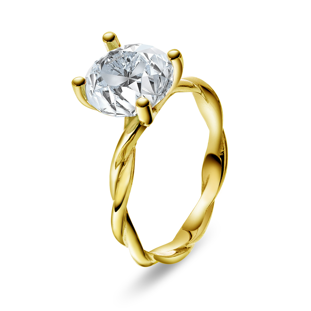 Pan Jewelry Drops, Ring i 585 gult gull med Bergkrystall